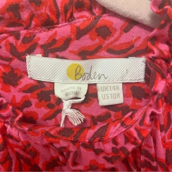 Boden Yoke Detail Jersey Mini Dress in Pink and Red Size 10 NWT New - Picture 15 of 16